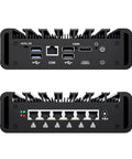 Heavy Duty Firewall Mini PC Router Harnessing Intel J6412 with six 2.5GbE ports and various connectivity options on the back.