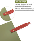 6 Pack 0.5mm Gel Pens Quick Dry Black Ink, red pen clip detail on a green background, fine point rollerball design.