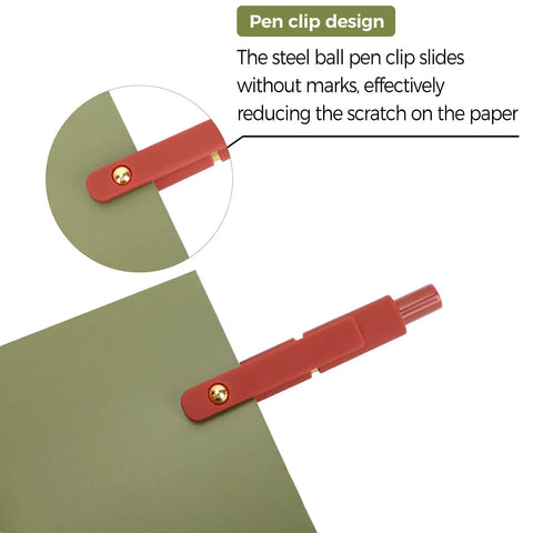 6 Pack 0.5mm Gel Pens Quick Dry Black Ink, red pen clip detail on a green background, fine point rollerball design.