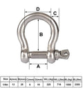 Heavy Duty 1/4 Inch Stainless Steel Screw Pin Bow Shackle Set Twenty Pieces Knockout Marine Anchor Clevis Hardware for Towing Rigging and Boat Squad dimensions and specifications