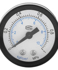 Close-up of gauge from Air Control Regulator Valve With Gauge For Compressed Air Systems, Rock Solid Pressure Regulation, Aluminum Alloy Pneumatic Component.