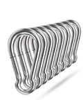 Eight Pack Of 304 Stainless Steel Spring Snap Hooks With Heavy Duty Latch Clips For Rope Connections Key Chains Hammocks Swing Sets