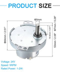 Low Speed 24V DC Gear Motor With 5 RPM D Shaft CW CCW High Torque detailed dimensions shown