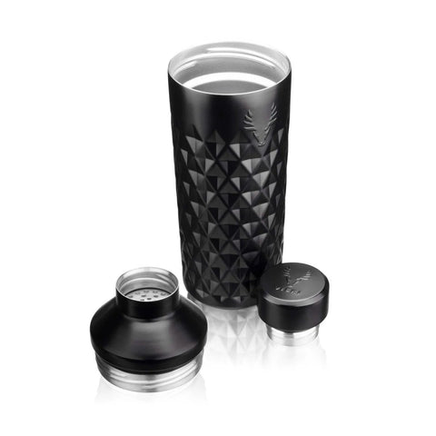 Paragon Vacuum Insulated Cocktail Shaker With Built In Strainer, double walled, stainless steel, 23 oz capacity, obsidian color
