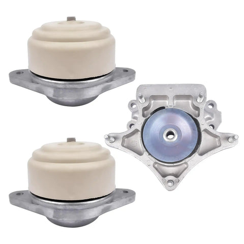 Set Of 3 Beefed Up Hydraulic Engine And Transmission Mounts Replacement For Mercedes Benz W212 W204 W221 C230 E250 C300 C350 E400 CLS550 AMG 4MATIC 2017 2018 Direct Fit Kit showing three mounts