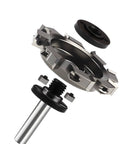 Exploded view of Spoilboard Surfacing Router Bit With One Half Inch Shank And Four Inch Cutting Diameter for CNC engraving.