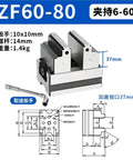 Self Centering Pneumatic Bench Vise 4 5 Axis Pivot For CNC Machining Air Powered Workholding Fixture with dimensions and details.