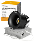 Sublimation 3 inch 5CCT Anti-Glare Led Recessed Lights with deep trim, Jbox, and black exterior, ideal for shower lighting.