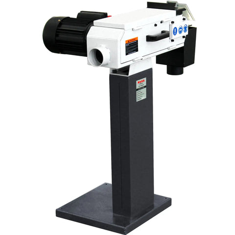Rugged 4x48 Inch Industrial Belt Grinder With 76 Fps Belt Speed And Rock Hard 2hp Motor for metal deburring and weld cleanup.
