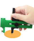 Hand using Double Stage Adjustable Rotary Compass Circle Cutter For Paper Cardboard Rubber Vinyl Leather Craft Projects A Handy DIY Circle Cutting Tool In Green Now
