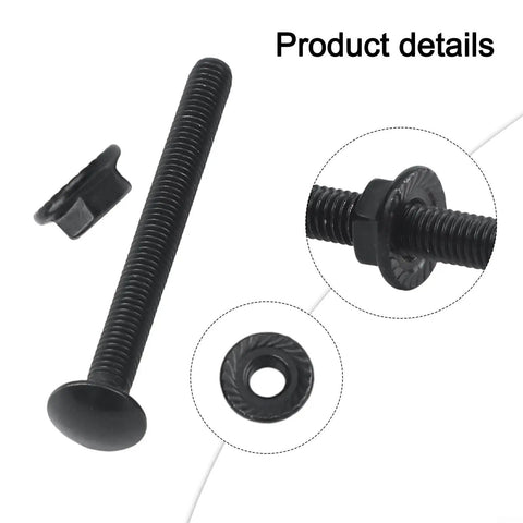 25 Piece M5 Carriage Bolt And Flange Nut Set, Stainless Steel 304 Rust Resistant Fasteners For Agricultural Equipment Storage Racks And Furniture Assembly, Non Slip Grip And Heavy Duty Security, black carriage bolt detail