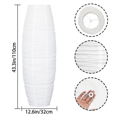 Foldable Rice Paper Floor Lamp Shade In Minimalist Modern Style, Classic Paper Lamps Cage Guard, lightweight 43.3 cm tall