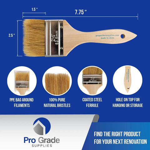 Chip Paint Brushes 24 Pack, 3 Inch Wide Disposable Paint Brushes With All Natural China Bristles And Solid Wood Handles