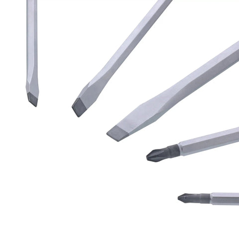 Detail of Extra Heavy Duty Slotted And Phillips Screwdriver Set 5 Piece Non Slip Grip Full Size With Precision Machined CRM72 Tool Steel Tips