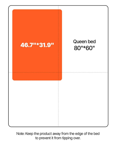 Image showing dimensions of VEVOR Electric Bed Backrest With Rails And Remote, 300 Lb Weight Capacity For Pregnant Women Elders Patients.