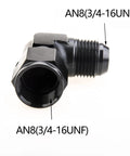 8AN Female To 8AN Male Flare 90 Degree Swivel Hose Fitting Adapter Aluminum Anodized Black AN8 To AN8 Three Quarter Inch UNF Thread 2 Pack For Fuel Oil Gas Water Air Lines, black AN8 fitting