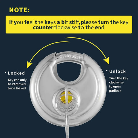 Eight Pack Stainless Steel Discus Padlocks Keyed Alike For Outdoor Storage Units Heavy Duty Disc Lock With Instructions