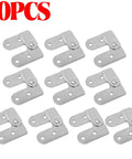 10 pieces of Dead Simple Install Iron Folding Table Hinge Chicken Beak Furniture Hardware, silver metal brackets for DIY projects.