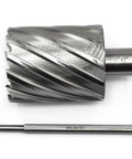 Two-piece annular cutter set with Weldon shank (3/4 in) and long HSS drill bit.