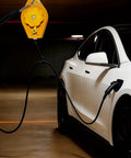 Overhead EV Charging Cord Reel For Home Garages With 6.6 Ft Reach mounted in garage, cable connected to electric car