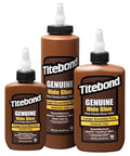 Top Tier Liquid Hide Glue For Fine Woodworking And Furniture Restoration Quick Setting Reversible Adhesive 8 Ounce Bottle display with 4, 8, and 16 ounce bottles.