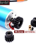 Pinion Gear Set 5mm 14T 16T 18T 20T 22T For 5mm Shaft Fits RC Cars Upgrade Your Ride Boost Speed Safely And Manage Heat With Multiple Teeth Options Today, image showing M1 14T and other pinions next to motor.