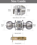 Size guide for Keyed Alike Entry Door Knob And Single Cylinder Deadbolt Combo Set In Satin Nickel Finish
