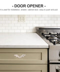 European Style Vintage Cabinet Pull Handles Set, Ivory White Zinc Alloy Drawer And Wardrobe Door Pulls, shown on kitchen cabinet