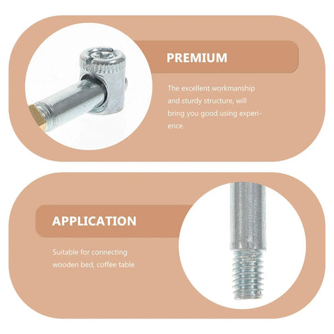 Invisible Cabinet Connector Screws And Nuts Set Four Pack 35mm, detail of premium materials and application for furniture assembly.