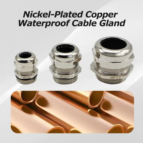 NPT Three Quarter Inch Nickel Plated Brass Waterproof Cable Glands Set Of Four With Adjustable Thirteen To Eighteen Millimeters