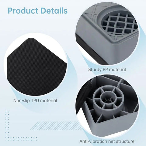 Close-up of 4 Pack Anti Vibration Foot Pads for Washing Machine and Dryer showing non-slip TPU and anti-vibration net structure.