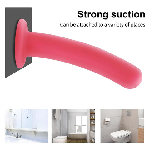 Anal Plug Starter Kit For Beginners showing silicone butt plug with suction base in rose pink, attached to a surface.