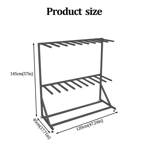 Dimensions of Heavy Duty Two Tier Pool Drying Rack With Swivel Casters For Easy Mobility. Sturdy Iron Construction.