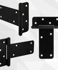 5 Inch T Strap Heavy Duty Gate Hinges 260 Lb Capacity 4 Pack Black Wrought Iron Screws Included For Barn Doors