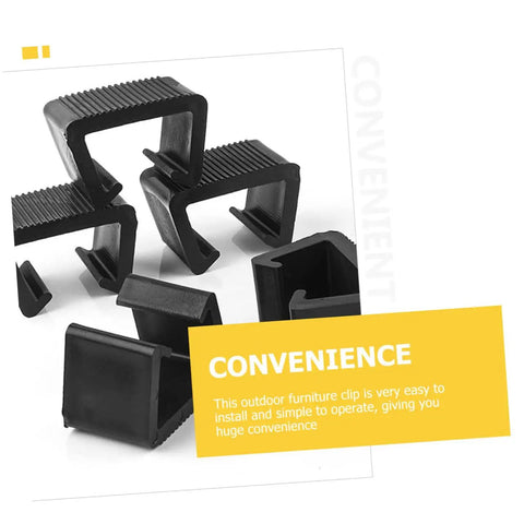 Zerodeko 10Pcs Outdoor Wicker Clips Rattan Sofa Fasteners for Sectional Chairs in black plastic, shown in a stack.