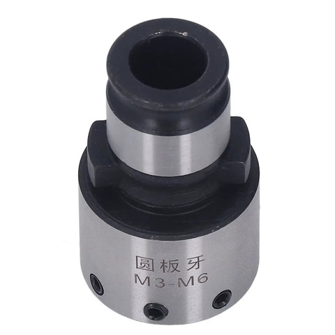 Sturdy Round Die Collet Chuck For Tapping Milling Works Securely Holds M3 M6 Dies With Hex Wrench Blackened Carbon Steel Tool view from above