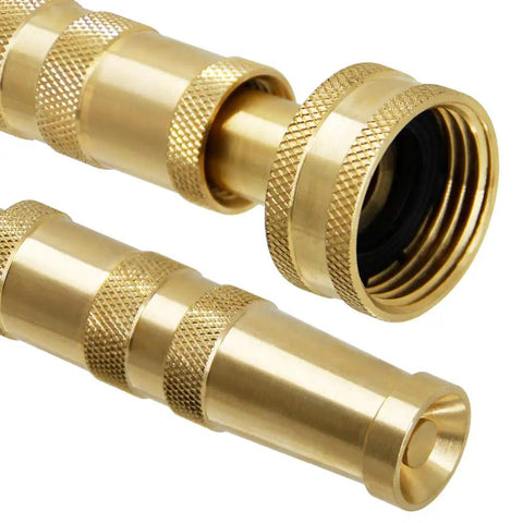 Workhorse Heavy Duty Brass Adjustable Twist Hose Nozzle Set 2 Pack Leak Proof O Ring Sealed 4 Hole Tip Delivers From Gentle Mist