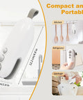 Compact white 2 In 1 Heat Sealer And Cutter For Snack Bags in kitchen and package use, showing dimensions 12.2cm x 4.57cm.