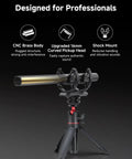 D2 Wireless Shotgun Microphone With Hypercardioid Condenser Pickup on tripod, CNC brass body, shock mount for pro audio