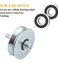 Galvanized V Groove Wheel Sliding Gate Caster Heavy Duty Rigid Roller With Double Bearing for 880 lb load, showing double bearings