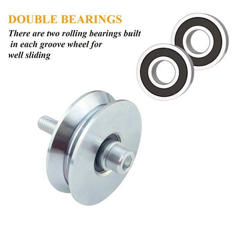 Galvanized V Groove Wheel Sliding Gate Caster Heavy Duty Rigid Roller With Double Bearing for 880 lb load, showing double bearings