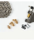 9Pcs Grease Fittings Assortment Kit for Automotive Use with brass nipples and chain tool on a white background