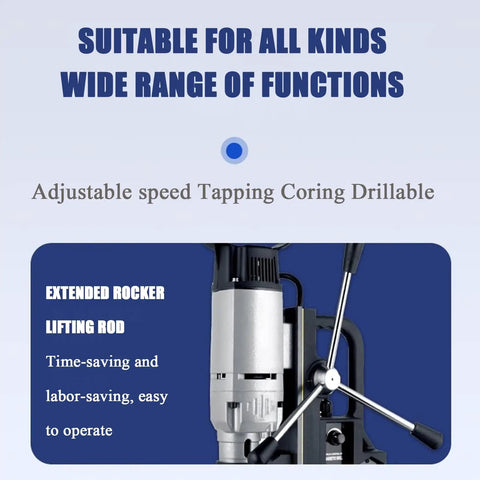 Adjustable speed Huge 1200 Watt Magnetic Drill Press with Heavy Duty Portable Design For tough steel plate work.