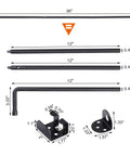 Qlvily 36" Heavy Duty Cane Bolt Gate Drop Rod - Solid Steel Ground Latch parts with measurements for double gates.