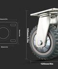 Heavy Duty Industrial Caster Wheels With Dual Lock Brake Swivel Polyurethane Castors, 125mm wheel for flatbed carts and workbenches.