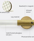 Diagram of Motion Sensor LED Night Light Magnetic USB Rechargeable showing magnetic base and sensors with 3M adhesive pad