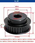 Top Shelf XL Timing Belt Pulley Wheel Featuring 25 Or 26 Teeth In Heavy Duty Black Steel Bf Build with dimensions for precise installation.