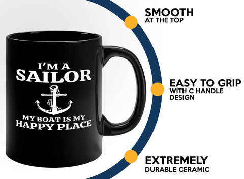 Sailor Coffee Mug 11oz Black My Boat Is Funny Gift For Boaters And Sailors Boat Captain Gift Lake Lover Humor Sailboat Gifts Funny Boating Mug For Morning Coffee On The Go with anchor and text design