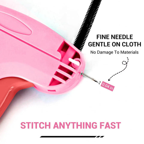 Top Notch Handheld Quick Stitch Gun For Clothes And Denim shows a fine needle, designed for gentle fabric stitching and easy use.