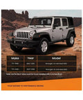 Jeep Wrangler JK 2007 to 2018 with Adjustable Control Arms Kit for 0 to 6 inch lift displaying on desert terrain